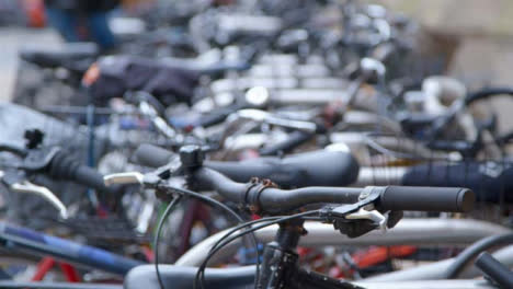 Pull-Focus-Shot-of-Public-Bicycle-Rack-